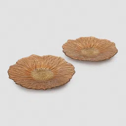 Pure Home and Living Copper & Gold Glass Flower Shaped Dinner Plates - Set of 2 image 4