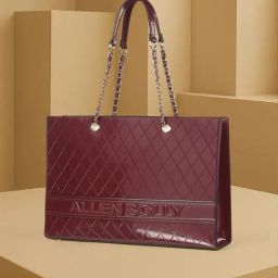 Allen Solly Maroon Textured Tote-picture-13