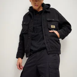 The Bear House Black Regular Fit Denim Jacket image 4