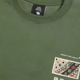 The Bear House Green Cotton Regular Fit Printed Sweatshirt image 4