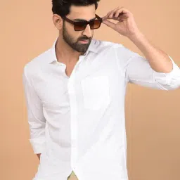Crimsoune Club White Cotton Blend Slim Textured Shirt-picture-12