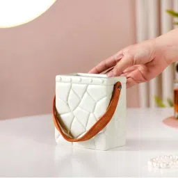 Nestasia Bag Shaped Geometric Pattern Ceramic Mint Green Flower Vase image 4