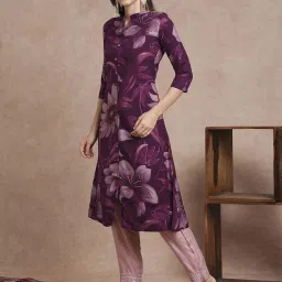 Fashor Purple Printed Straight Kurta image 4