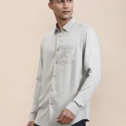 Crocodile Beige Polyester Solid Regular Fit Shirt image 4