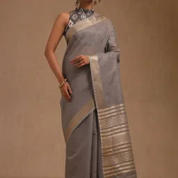 Soch Charcoal Linen Solid Saree image 4