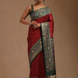 Soch Maroon Dola Silk Ethnic Motifs Saree image 4