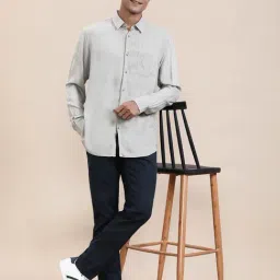 Crocodile Beige Polyester Solid Regular Fit Shirt image 5