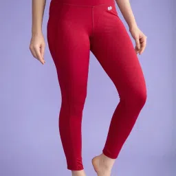 Clovia Maroon Slim Fit Tights image 4