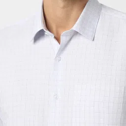 Peter England White Slim Fit Checks Shirt image 4