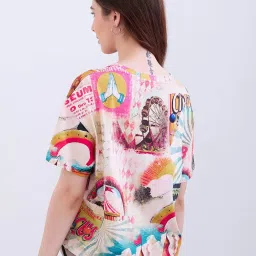 Spykar Raspberry Red Cotton Relaxed Fit Solid Top image 4