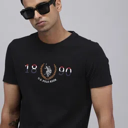 U.S. Polo Assn. Brand Logo Printed Pure Cotton Slim Fit T-shirt image 1