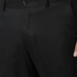 Louis Philippe Black Slim Fit Texture Trousers image 4