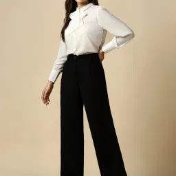 Allen Solly Black Plain Trousers image 4