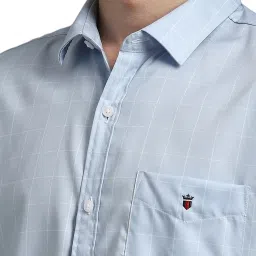 Louis Philippe Blue Slim Fit Checks Shirt image 4