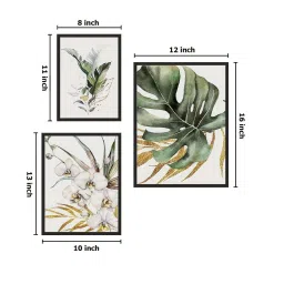 999Store Green & Golden Canvas Luxury Orchid Wall Art - Set of 3 image 4