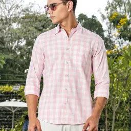 Thomas Scott Pink Slim Fit Checks Shirt image 3