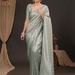 Saree Mall Grey Silk Self Saree with Blouse Piece-picture-16