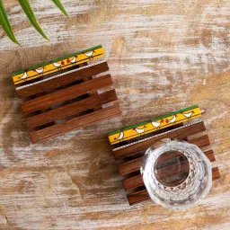 ExclusiveLane Clucking Hens Dark Brown Sheesham Wood Coasters - Set of 2-picture-27