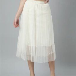 showoffff SHOWOFF Cream Embellished Skirt-picture-16