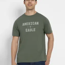 American Eagle Green Regular Fit Logo Printed T-Shirt-image-21