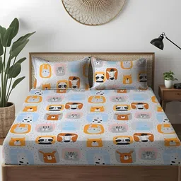 WEAVE AND DECOR White Printed Microfiber 300TC King Bedsheet & 2 Pillow Covers 78x72 Inch-image-95