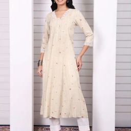 Aurelia Off White Relaxed Fit Checked Kurta-picture-28