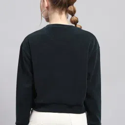 Monte Carlo Green Polyester Blend Printed Full Sleeve Sweatshirt image 2