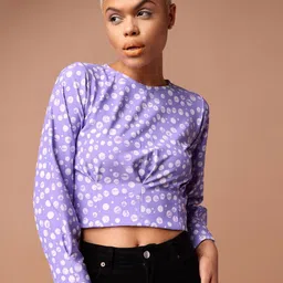 PURVAJA Polka Dot Print Crop Top image 2