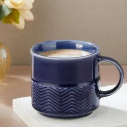 Fabindia Blue Parth Glazed Ceramic Mug-image-1
