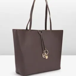 Anne Klein Espresso Solid Tote Handbag with Pouch image 5