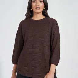 Styli Brown Plain T-Shirt-image-26
