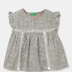 United Colors of Benetton Kids Grey Floral Print Dress-picture-32