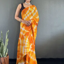 Mitera Tie and Dye Printed Pure Georgette Saree image 3