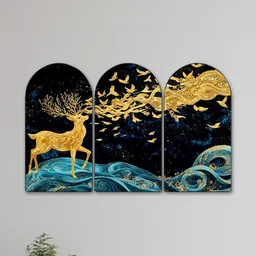 SAF Multicoloured Set of 3 Piece MDF Other Wall Paintings-picture-39