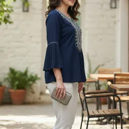 DIVASTRI Women Geometric Printed Flared Sleeves Indie Prints Kurta image 3