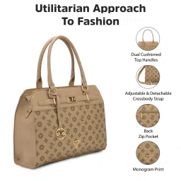 Lavie Signature Taupe Manhattan Womens Mid Size Satchel Bag (M) image 3