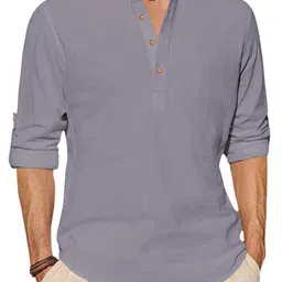 Navkanj Mandarin Collar Roll-Up Sleeves Cotton Straight Kurta image 4