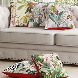 SEJ by Nisha Gupta Set of 5 Abstract Premium Cushion Covers - Green-picture-39