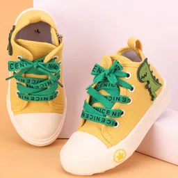 Cute Walk by Babyhug Lace up Casual Shoes With Dino Applique - Yellow-picture-30