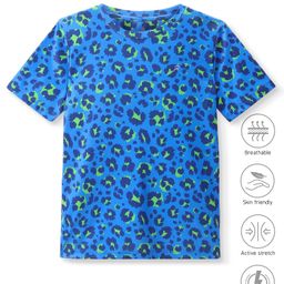 Pine Active Half Sleeves Leopard Printed T-Shirt - Blue-picture-37