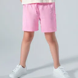 Primo Gino 100% Cotton Woven Knee Length Elasticated Waistband Solid Shorts with Pocket Detailing - Light Pink-picture-23