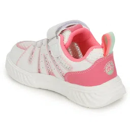 TRUFFLE COLLECTION Fashion Text Designed Mesh Detailed Velcro Closure Sneakers - White & Pink image 4