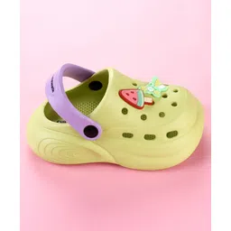Cute Walk by Babyhug Clogs with Butterfly Applique & Back Strap - Lime Green image 4