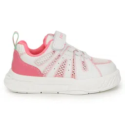 TRUFFLE COLLECTION Fashion Text Designed Mesh Detailed Velcro Closure Sneakers - White & Pink image 5