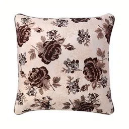 MONKDECOR Brown Set of 2 Floral Square Cushion Covers image 4