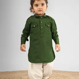 Polka Tots Kids Abstract Printed Pathani Kurta With Dhoti-image-74