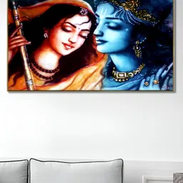 nestroots Blue & Black Krishna and Radha Canvas Framed Painting Wall Art-picture-25