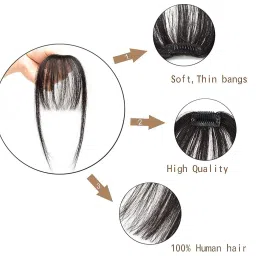 Bronson Professional Clip-In Bangs Fringe Hair Extension Front With Temples - Natural Black - 3 image 5