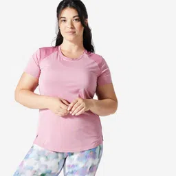 domyos Women's Close-Fitting Fitness T-Shirt - Pink image 1
