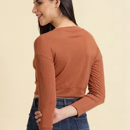 SHOWOFFFF Embellished Sheen Crop Top image 5